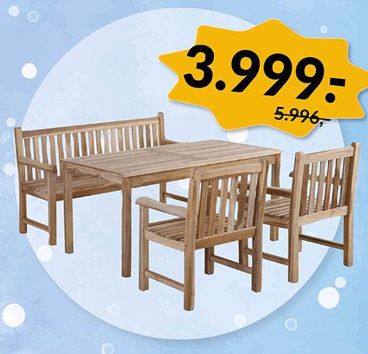 SOLO TEAK HAVEMØBELSÆT - VINTERSALG